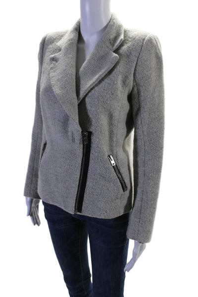 IRO Womens Wool Long Sleeve Zipped Jacket Gray Size 2