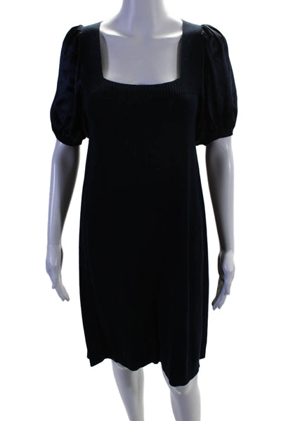 BCBGMAXAZRIA Womens Silk Short Sleeve Pullover Dress Navy Blue Size S