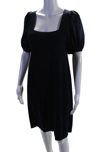 BCBGMAXAZRIA Womens Silk Short Sleeve Pullover Dress Navy Blue Size S