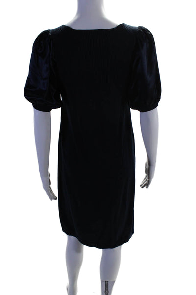 BCBGMAXAZRIA Womens Silk Short Sleeve Pullover Dress Navy Blue Size S