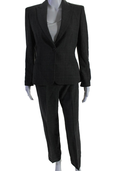 Armani Collezioni Womens Long Sleeve Collared Blazer Set Gray Size 4