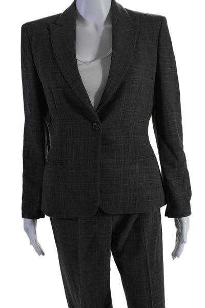 Armani Collezioni Womens Long Sleeve Collared Blazer Set Gray Size 4