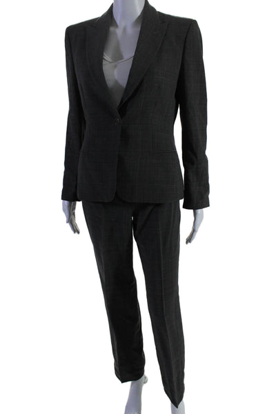 Armani Collezioni Womens Long Sleeve Collared Blazer Set Gray Size 4