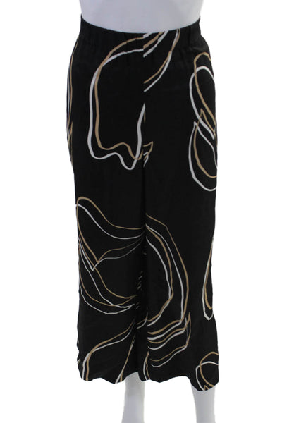 Lafayette 148 New York Womens Abstract Elastic Waist Cropped Pants Black Size XL