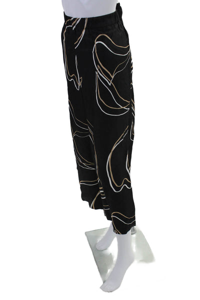 Lafayette 148 New York Womens Abstract Elastic Waist Cropped Pants Black Size XL