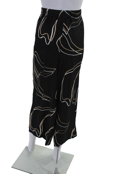 Lafayette 148 New York Womens Abstract Elastic Waist Cropped Pants Black Size XL