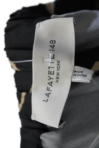 Lafayette 148 New York Womens Abstract Elastic Waist Cropped Pants Black Size XL