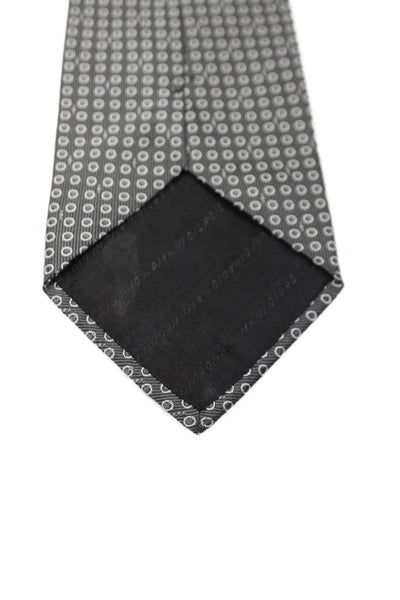 Giorgio Armani Cravatte Mens Silk Polka Dot Wide Width Necktie Grey White