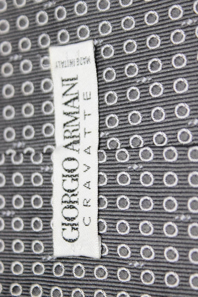 Giorgio Armani Cravatte Mens Silk Polka Dot Wide Width Necktie Grey White