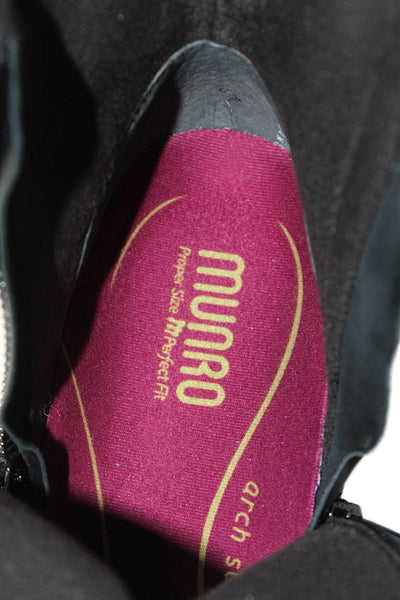 Munro Womens Suede Slip-on Zipped Ankle Heel Boots Navy Blue Size 10