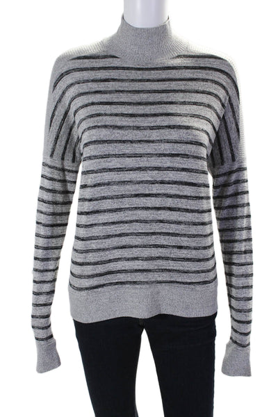 Rag & Bone Womens Striped Turtleneck Long Sleeve Blouse Gray Size S