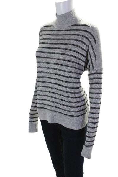 Rag & Bone Womens Striped Turtleneck Long Sleeve Blouse Gray Size S