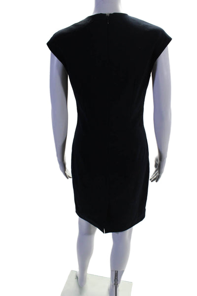 Reiss Womens Wool Blend V-Neck Sleeveless Zip Up Knee Length Dress Navy Size 4