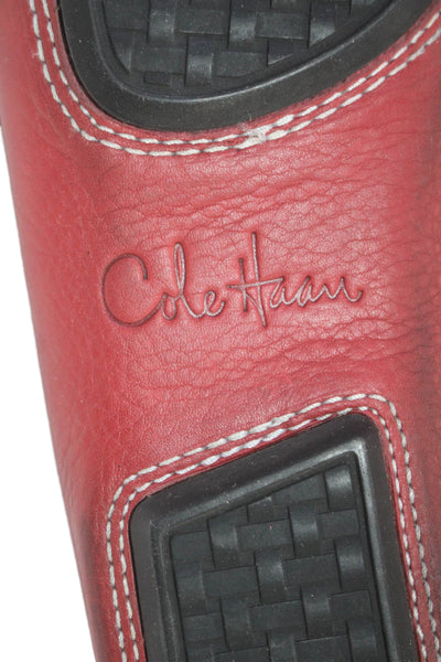 Cole Haan Womens Leather Silver Tone Slide On Driving Loafers Red Size 6.5 B