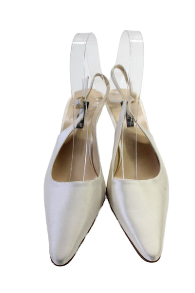 Bruno Magli Womens Textured Pointed Closed Toe Slingback Heels Pearl Size 6