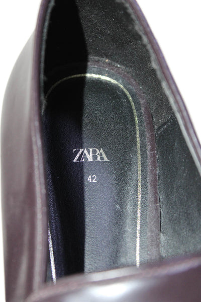 Zara Womens Leather Chain Link Front Slide On Dress Loafers Brown Size 42 12