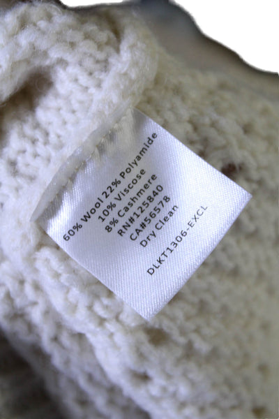 Intermix Womens Wool Round Neck Knitted Balloon Sleeve Sweater White Size S