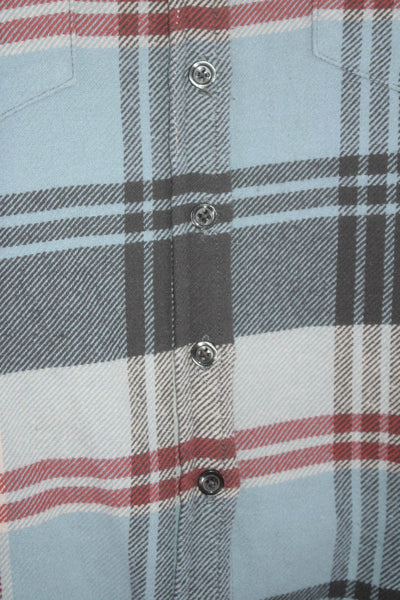 The Great Womens Button Front Long Sleeve Collared Plaid Shirt Blue Multi Size 3