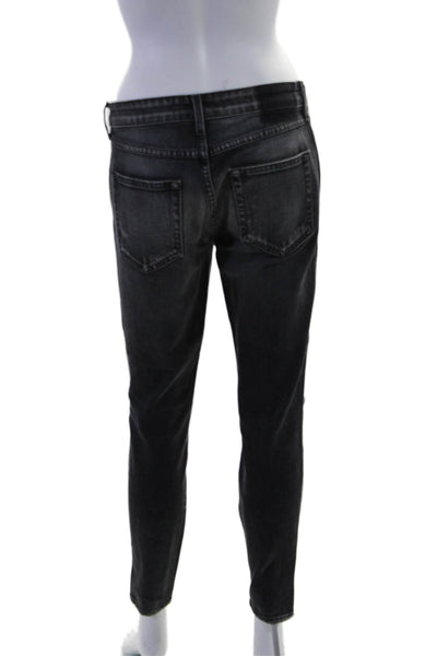 Amo Women's Women's Midrise Distress Skinny Denim Pants Black Size 27