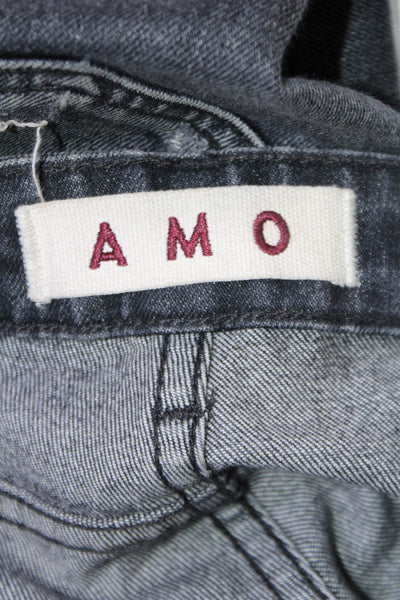 Amo Women's Women's Midrise Distress Skinny Denim Pants Black Size 27