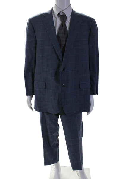 Hickey Freeman Mens Plaid Long Sleeve Buttoned Suit