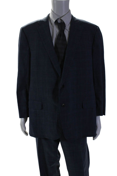 Hickey Freeman Mens Plaid Long Sleeve Buttoned Suit