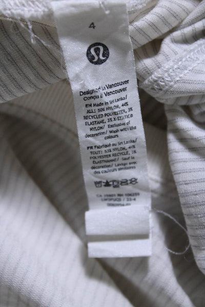 Lululemon Womens White Striped Crew Neck Active Long Sleeve Top Size 4