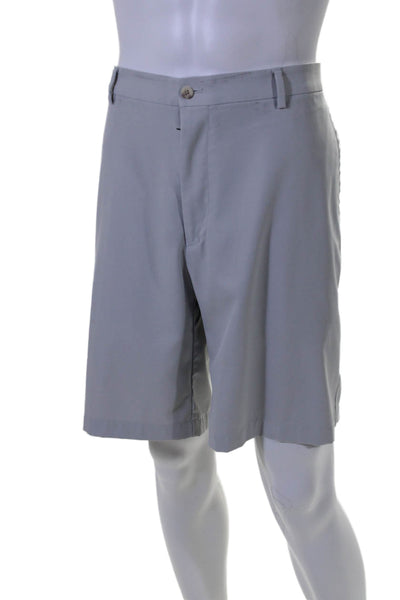 Peter Millar Mens Zipped Buttoned Shorts Gray Size 40