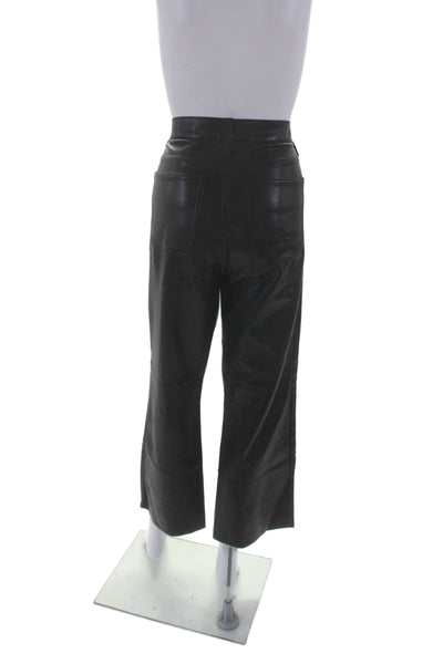 J Crew Womens Black Vegan Leather High Rise Straight Leg Pants Size 29