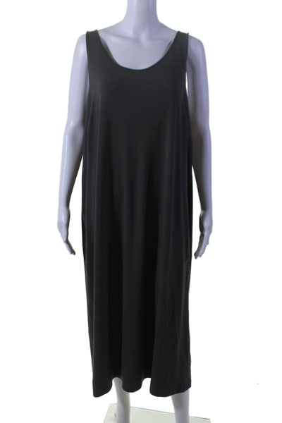 Eileen Fisher Women's Scoop Neck Sleeveless Maxi Dress Gray Size 2X