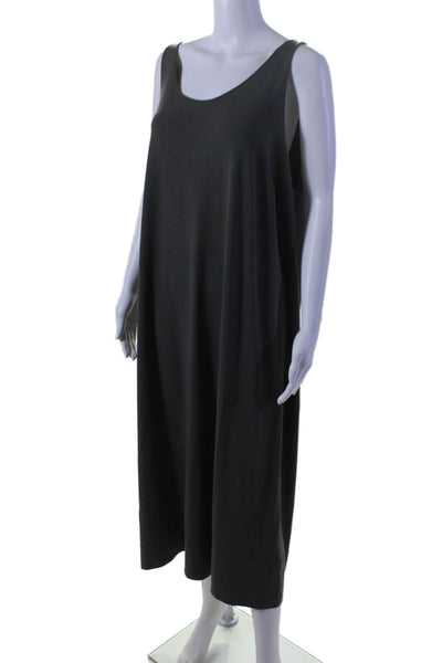 Eileen Fisher Women's Scoop Neck Sleeveless Maxi Dress Gray Size 2X