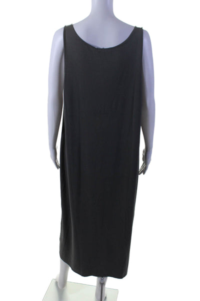 Eileen Fisher Women's Scoop Neck Sleeveless Maxi Dress Gray Size 2X