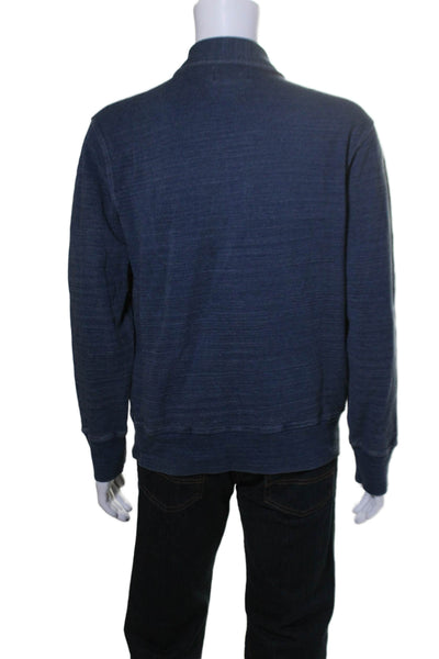 Polo Ralph Lauren Mens Collared Long Sleeved V Neck Zipped Shirt Blue Size L