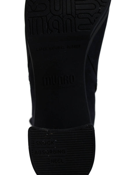 Munro Womens Suede Slip-on Zipped Ankle Heel Boots Navy Blue Size 10