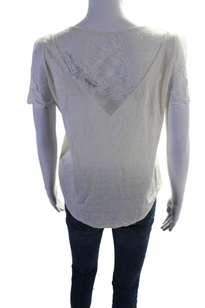 Sandro Paris Womens Cotton Short Sleeve Blouse White Size 1