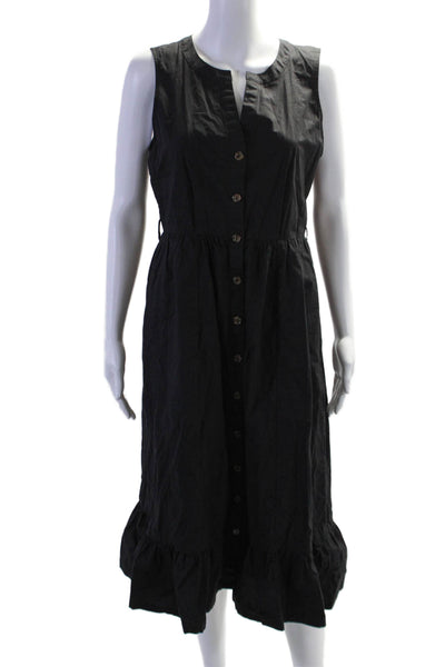 Calvin Klein Women's Round Neck Sleeveless Button Down Midi Dress Black Size 4