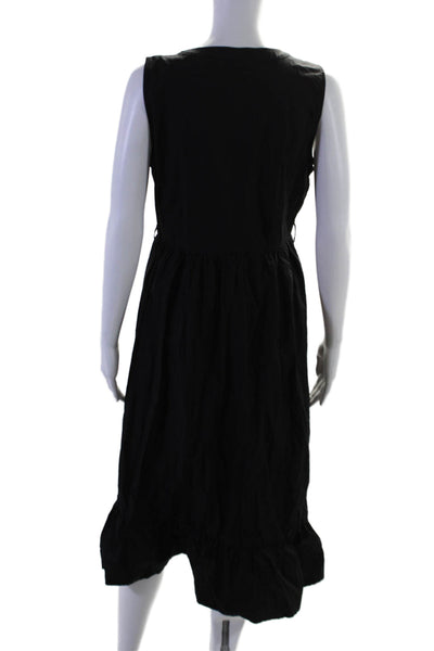 Calvin Klein Women's Round Neck Sleeveless Button Down Midi Dress Black Size 4