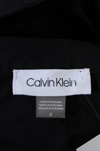 Calvin Klein Women's Round Neck Sleeveless Button Down Midi Dress Black Size 4