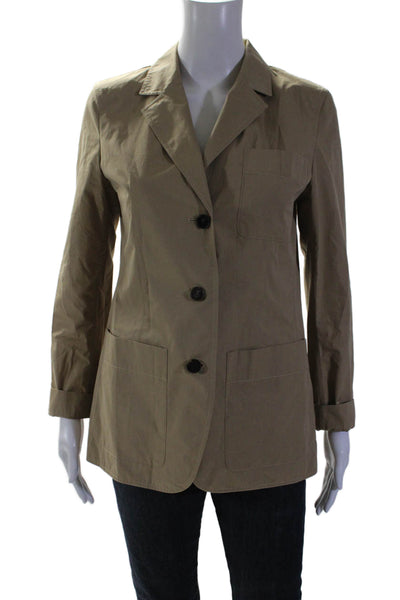 Lafayette 148 New York Womens Khaki Button Front Long Sleeve Jacket Size XS