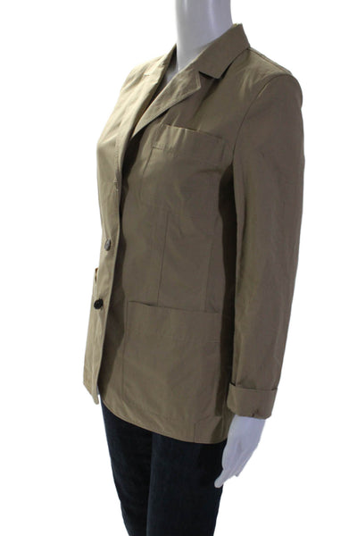 Lafayette 148 New York Womens Khaki Button Front Long Sleeve Jacket Size XS