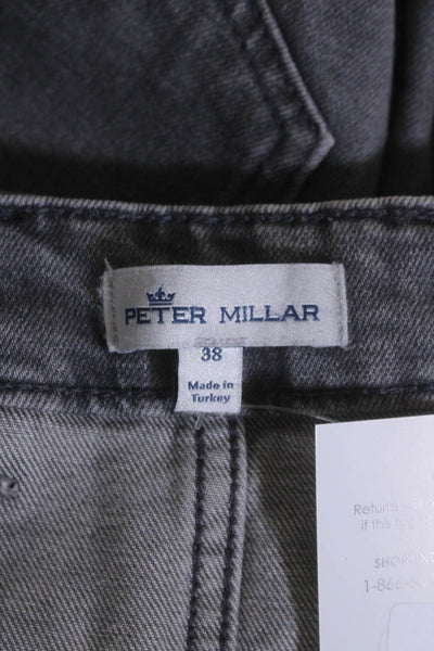 Peter Millar Mens Cotton Denim 5 Pocket Button Close Tapered Jeans Gray Size 38