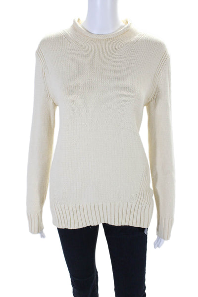 J Crew Always Womens Long Sleeves Pullover Sweater White Cotton Size Small