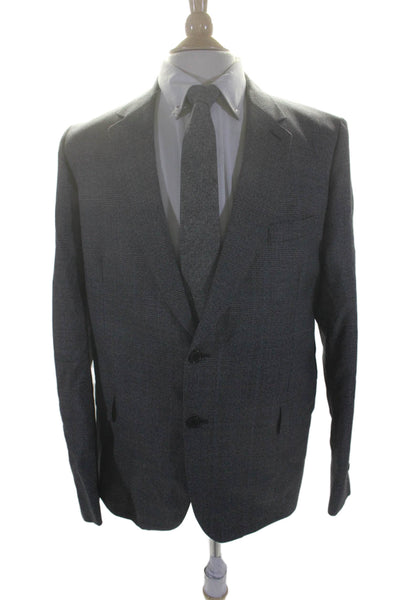 Paul Smith Mens Wool Single Breasted Plaid Blazer Jacket Gray Size 46