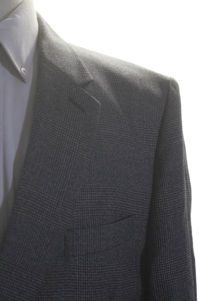 Paul Smith Mens Wool Single Breasted Plaid Blazer Jacket Gray Size 46