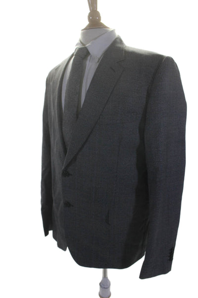 Paul Smith Mens Wool Single Breasted Plaid Blazer Jacket Gray Size 46