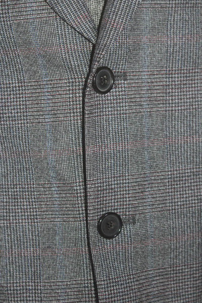 Paul Smith Mens Wool Single Breasted Plaid Blazer Jacket Gray Size 46