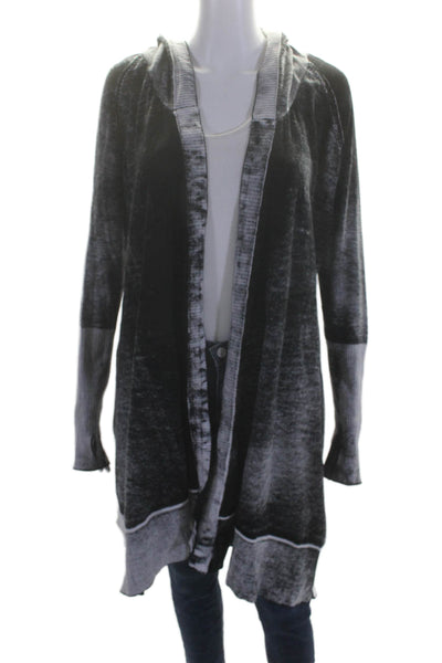 Blanc Noir Women's Hood Long Sleeves Open Front Cardigan Sweater Black Size M