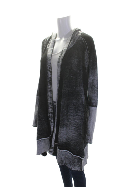 Blanc Noir Women's Hood Long Sleeves Open Front Cardigan Sweater Black Size M