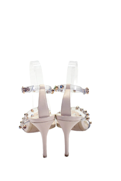 Sophia Webster Womens Jeweled Ankle Strap Sandal Heels Beige Clear Size 42 12