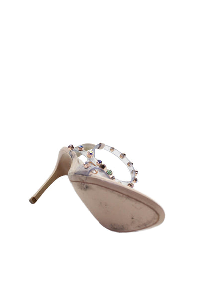 Sophia Webster Womens Jeweled Ankle Strap Sandal Heels Beige Clear Size 42 12